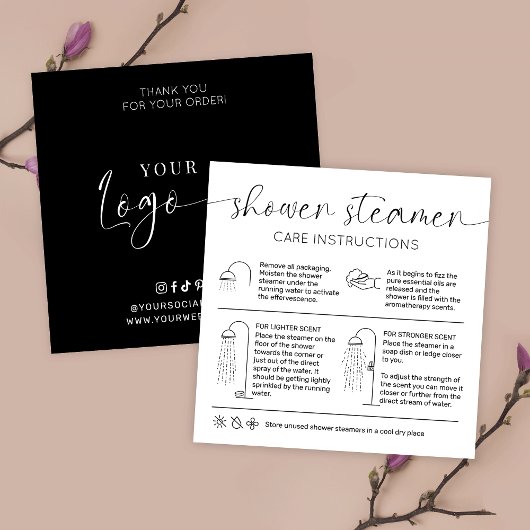 Minimale Elegante Douchestoomverzorgende Instructi Vierkante Visitekaartje