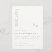 Minimale elegante duusky roze hartenparen schoeise kaart (Voorkant / Achterkant)