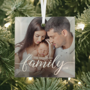 Minimale Elegante Eenvoudige Familie Liefde Kerstf Glas Ornament