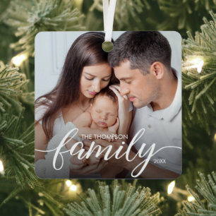Minimale Elegante Eenvoudige Familie Liefde Kerstf Metalen Ornament