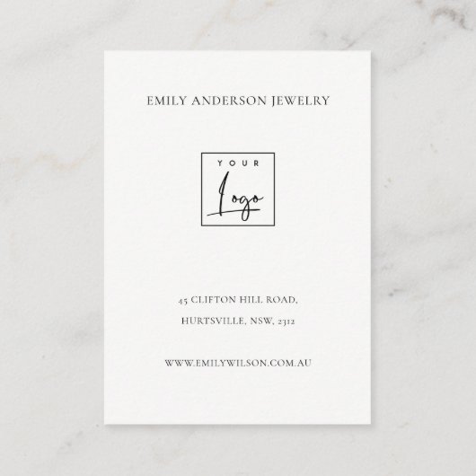 Minimale Elegante Eenvoudige Ivoor Witte Sieraden  Visitekaartje (Achterkant)