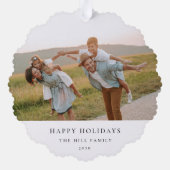 Minimale elegante eenvoudige | Kerstfamilie Foto Ornament Kaart (Achterkant)