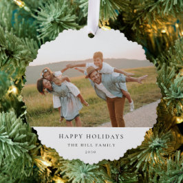 Minimale elegante eenvoudige | Kerstfamilie Foto Ornament Kaart