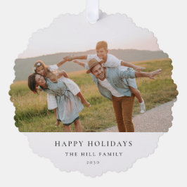 Minimale elegante eenvoudige | Kerstfamilie Foto Ornament Kaart