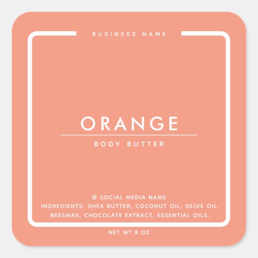 Minimale elegante, eenvoudige, moderne wraparing vierkante sticker (Voorkant)