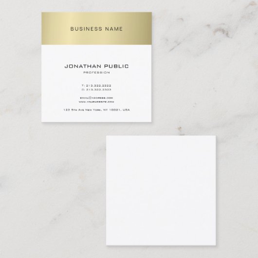 Minimale elegante, eenvoudige vormgeving met goude vierkante visitekaartje (Voorkant / Achterkant)