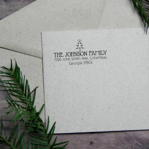 Minimale Elegante Familie Kerst retour adres Rubberstempel