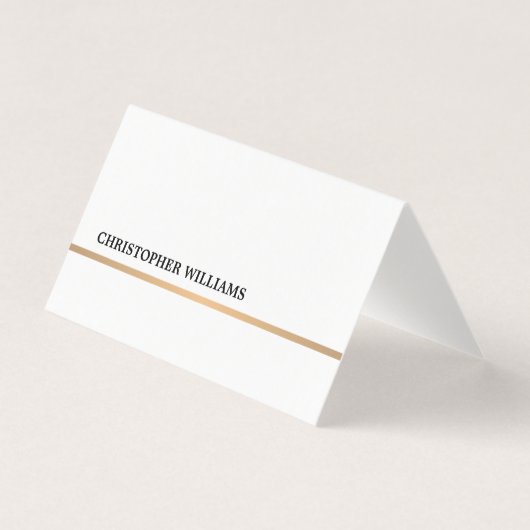 Minimale elegante Faux Gold Line Folded Business C Visitekaartje (Voorkant)