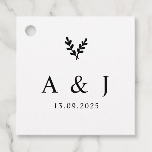 Minimale Elegante Floral Botanische Monogrammen Kr Bedankjes Labels (Voorkant)