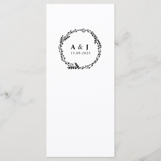 Minimale Elegante Floral Botanische Monogrammen Kr Menu (Voorkant)