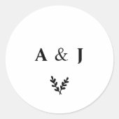 Minimale Elegante Floral Botanische Monogrammen Kr Ronde Sticker (Voorkant)