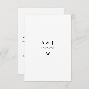 Minimale Elegante Floral Botanische Monogrammen Kr RSVP Kaartje