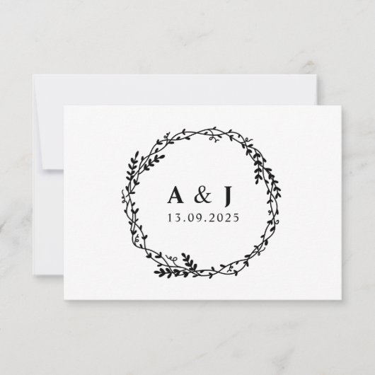 Minimale Elegante Floral Botanische Monogrammen Kr Save The Date (Voorkant)