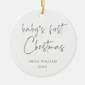 Minimale Elegante Foto Baby's Eerste Kerstmis Keramisch Ornament (Voorkant)