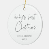 Minimale Elegante Foto Baby's Eerste Kerstmis Keramisch Ornament (Links)