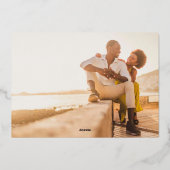 Minimale elegante foto bespaart de datum waarop de folie uitnodiging (Achterkant)