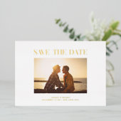 Minimale elegante foto bespaart de datum waarop de folie uitnodiging (Staand Voorkant)