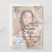 Minimale Elegante Foto Quinceanera Gouden Uitnodig Kaart (Voorkant)