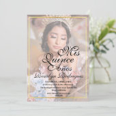 Minimale Elegante Foto Quinceanera Gouden Uitnodig Kaart (Staand voorkant)
