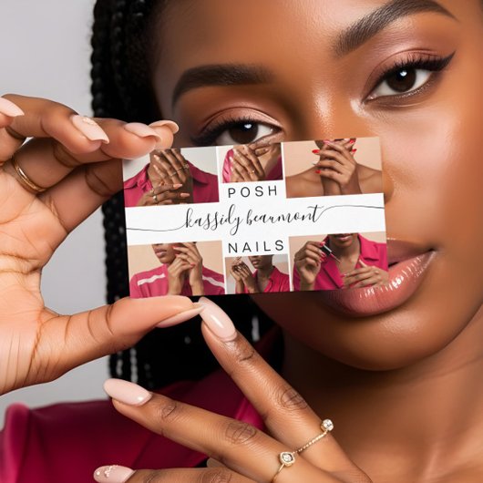 Minimale elegante fotocollage kalligrafie QR-code Visitekaartje