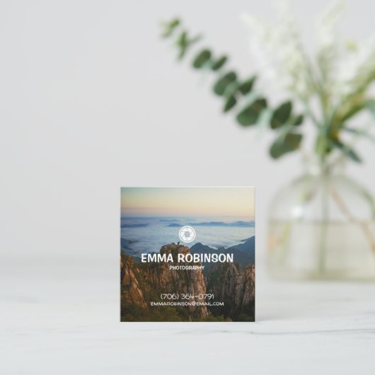 Minimale elegante fotografie vierkante visitekaartje (Staand voorkant)