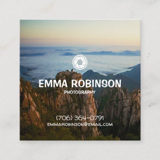 Minimale elegante fotografie vierkante visitekaartje (Voorkant)