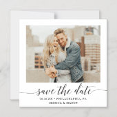 Minimale elegante foto's die de datum opslaan magnetische uitnodiging (Voorkant)