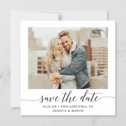 Minimale elegante foto's die de datum opslaan magnetische uitnodiging (Voorkant)