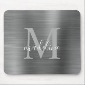 Minimale elegante, geborsteld metaal, zilver grijz muismat (Voorkant)