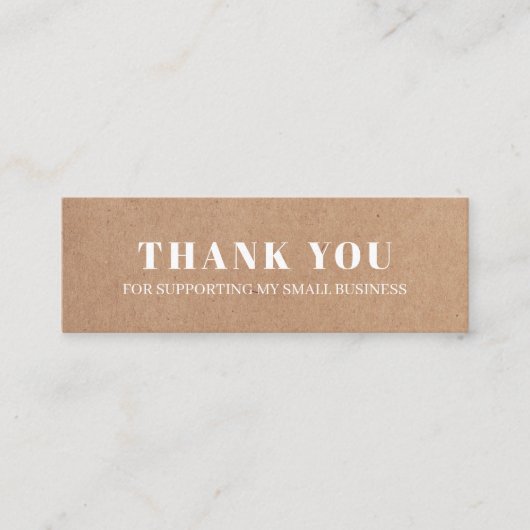 Minimale elegante gedrukte kartonnen witte dank mini visitekaartje (Voorkant)