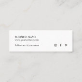 Minimale elegante gedrukte kartonnen witte dank mini visitekaartje (Achterkant)