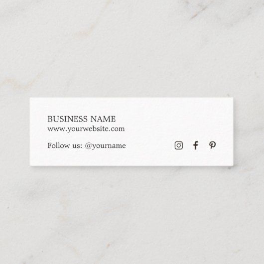Minimale elegante gedrukte kartonnen witte dank mini visitekaartje (Achterkant)