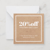 Minimale Elegante Gedrukte Kraft Witte Vakantiecou Notitiekaartje (Voorkant)