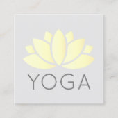 Minimale Elegante Gele Lotus Icon Grijze Yoga Vierkante Visitekaartje (Voorkant)