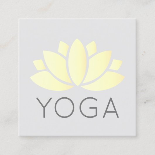 Minimale Elegante Gele Lotus Icon Grijze Yoga Vierkante Visitekaartje (Voorkant)