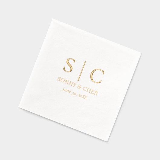 Minimale & elegante gouden bruiloft folie servetten (Links)