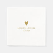 Minimale Elegante Gouden Hart Wedding Gepersonalis Servet (Voorkant)