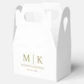 Minimale & Elegante Gouden Monogram Bruiloft Bedankdoosjes (Geopend)