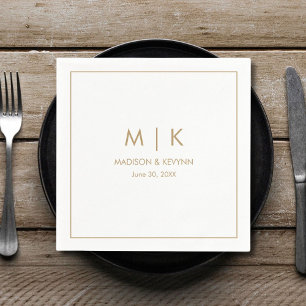 Minimale & Elegante Gouden Monogram Bruiloft Servet