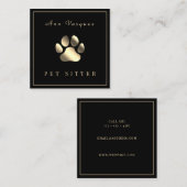 Minimale elegante goudpaw vierkante visitekaartje (Voorkant / Achterkant)