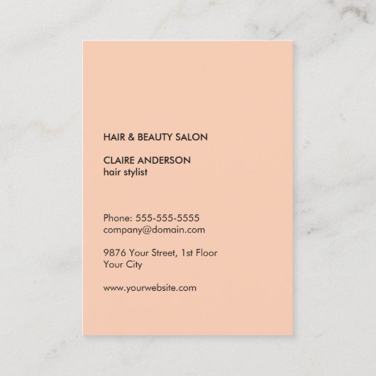 Minimale elegante grijze Bleke roze schaar Haarsty Visitekaartje (Achterkant)