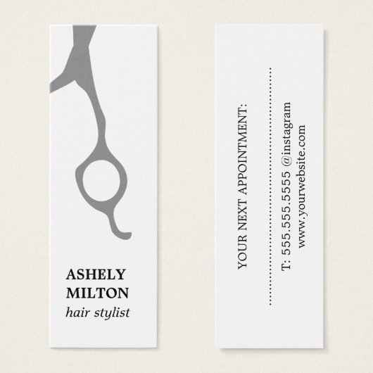 Minimale elegante grijze schaar Haarste Mini Visitekaartjes (Voorkant /achterkant)