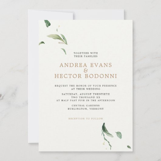 Minimale Elegante Groene Bruiloft Kaart (Voorkant)