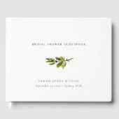 Minimale Elegante Groene Dennentak Bruidsdouche Gastenboek (Voorkant)