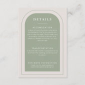 Minimale Elegante Groene Huwelijksdetails Informatiekaartje (Voorkant)