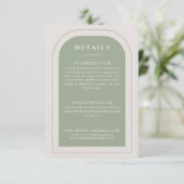 Minimale Elegante Groene Huwelijksdetails Informatiekaartje (Staand voorkant)
