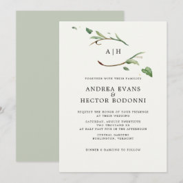 Minimale Elegante Groene Monogram Bruiloft Kaart