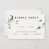 Minimale Elegante Groene RSVP met Maaltijdoptie (Voorkant)