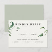 Minimale Elegante Groene RSVP met Maaltijdoptie (Voorkant / Achterkant)