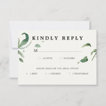 Minimale Elegante Groene RSVP met Maaltijdoptie